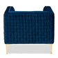 Seraphin Glam and Luxe Navy Blue Velvet Fabric Upholstered Gold Finished Armchair FredCo