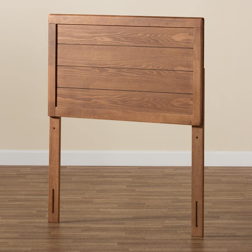 Seren Mid-Century Modern Walnut Brown Finished Wood Twin Size Headboard FredCo