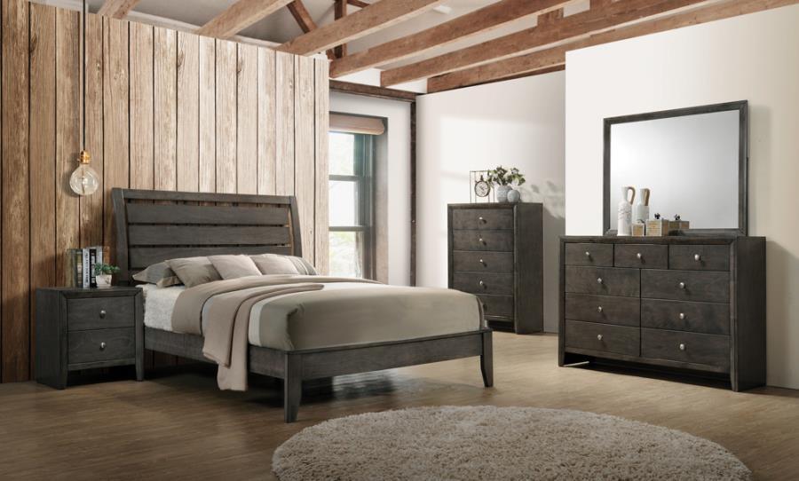 Serenity 5-piece Eastern King Sleigh Bedroom Set Mod Grey Coaster FredCo