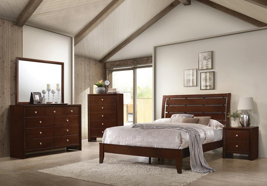 Serenity Panel Bedroom Set Rich Merlot Coaster Eastern King, 5 Piece FredCo