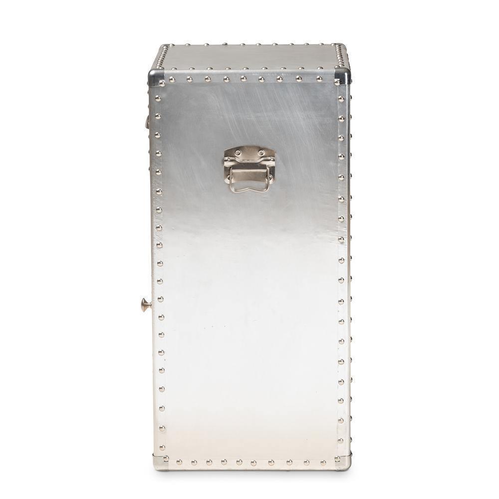 Serge French Industrial Silver Metal 1-Door Accent Storage Cabinet FredCo