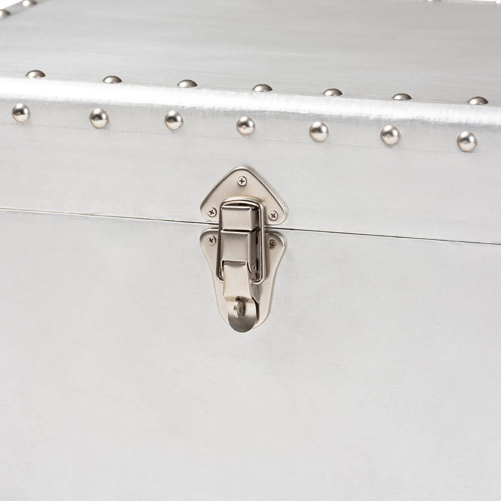 Serge French Industrial Silver Metal 2-Drawer Accent Storage Cabinet FredCo