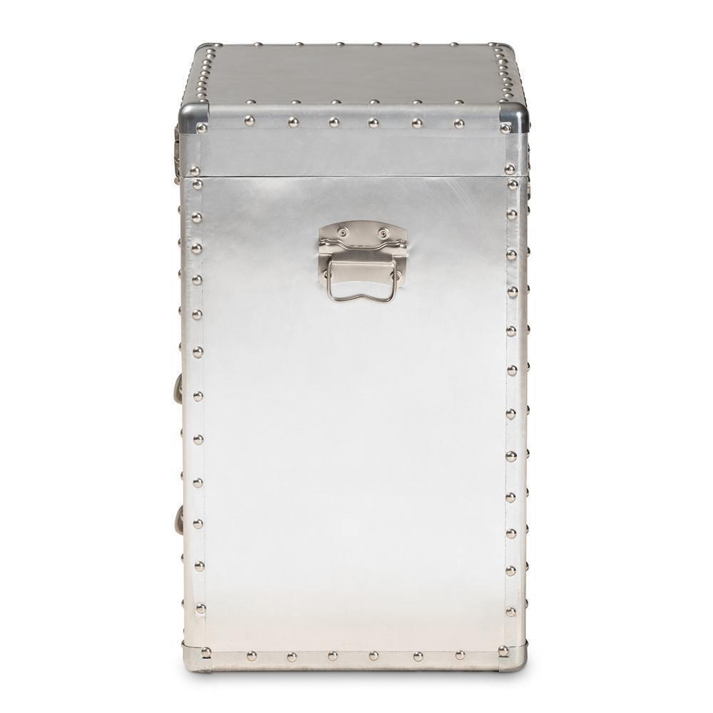 Serge French Industrial Silver Metal 2-Drawer Accent Storage Cabinet FredCo