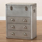 Serge French Industrial Silver Metal 3-Drawer Accent Storage Cabinet FredCo