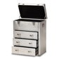 Serge French Industrial Silver Metal 3-Drawer Accent Storage Cabinet FredCo