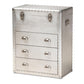 Serge French Industrial Silver Metal 3-Drawer Accent Storage Cabinet FredCo