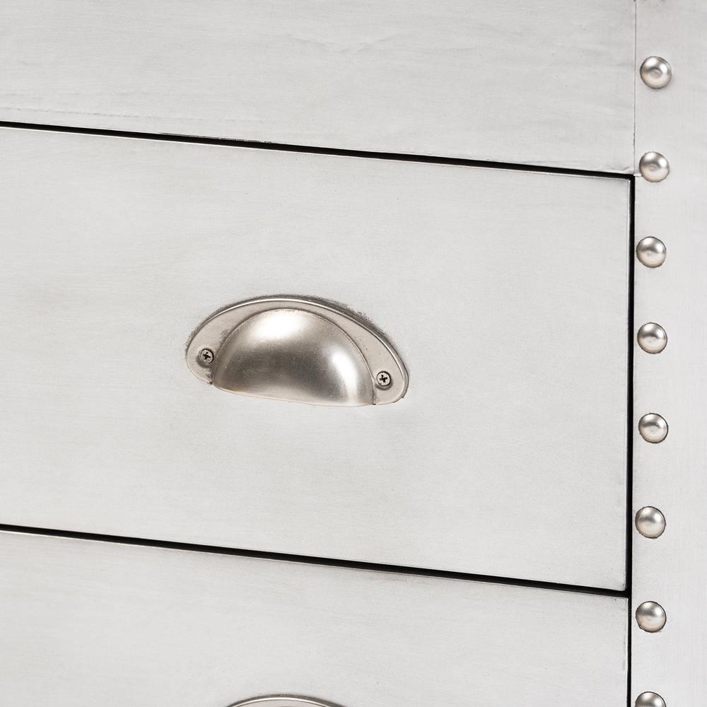 Serge French Industrial Silver Metal 3-Drawer Accent Storage Cabinet FredCo