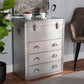 Serge French Industrial Silver Metal 3-Drawer Accent Storage Cabinet FredCo
