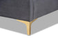 Serrano Contemporary Glam and Luxe Grey Velvet Fabric Upholstered and Gold Metal Queen Size Platform Bed FredCo