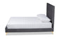 Serrano Contemporary Glam and Luxe Grey Velvet Fabric Upholstered and Gold Metal Queen Size Platform Bed FredCo