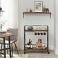 Serving Cart with Glass Stemware Rack and Wine Bottle Holders FredCo