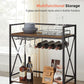 Serving Cart with Glass Stemware Rack and Wine Bottle Holders FredCo