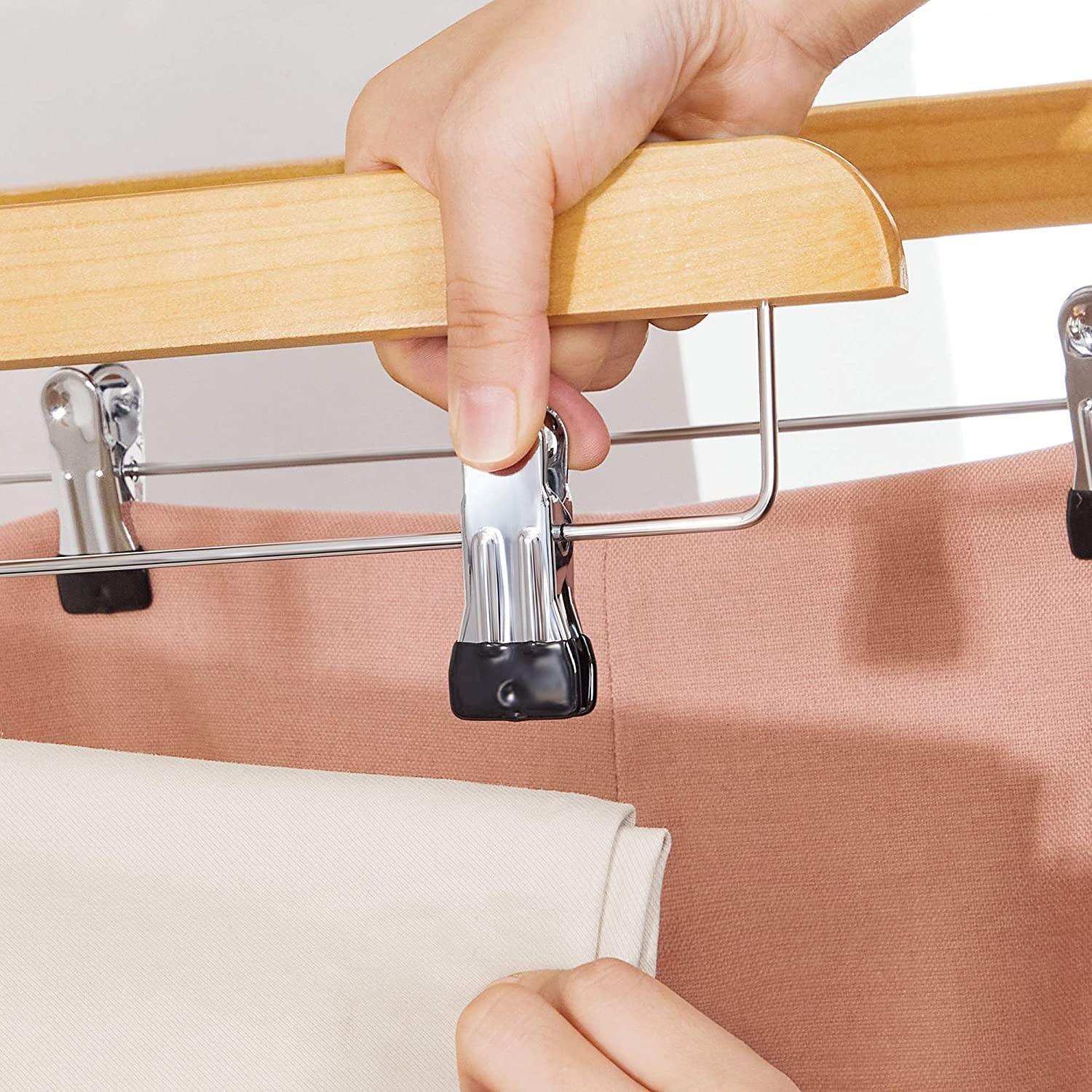 Set of 10 Natural Wooden Pants Hangers FredCo