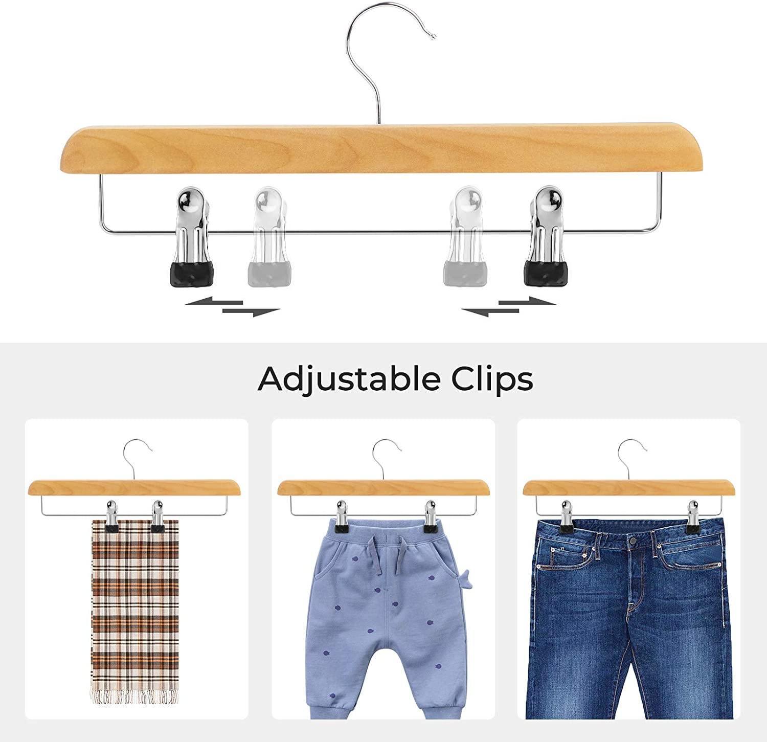 Set of 10 Natural Wooden Pants Hangers FredCo