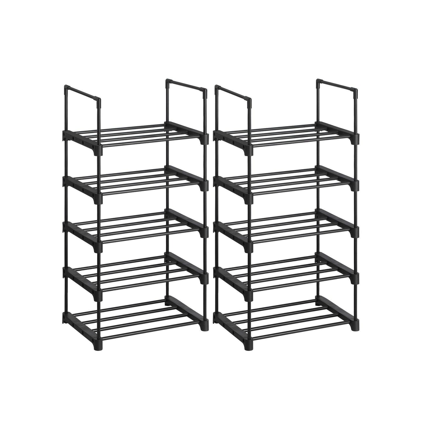 Set of 2 5-Tier Metal Shoe Storage Organizer, Black FredCo
