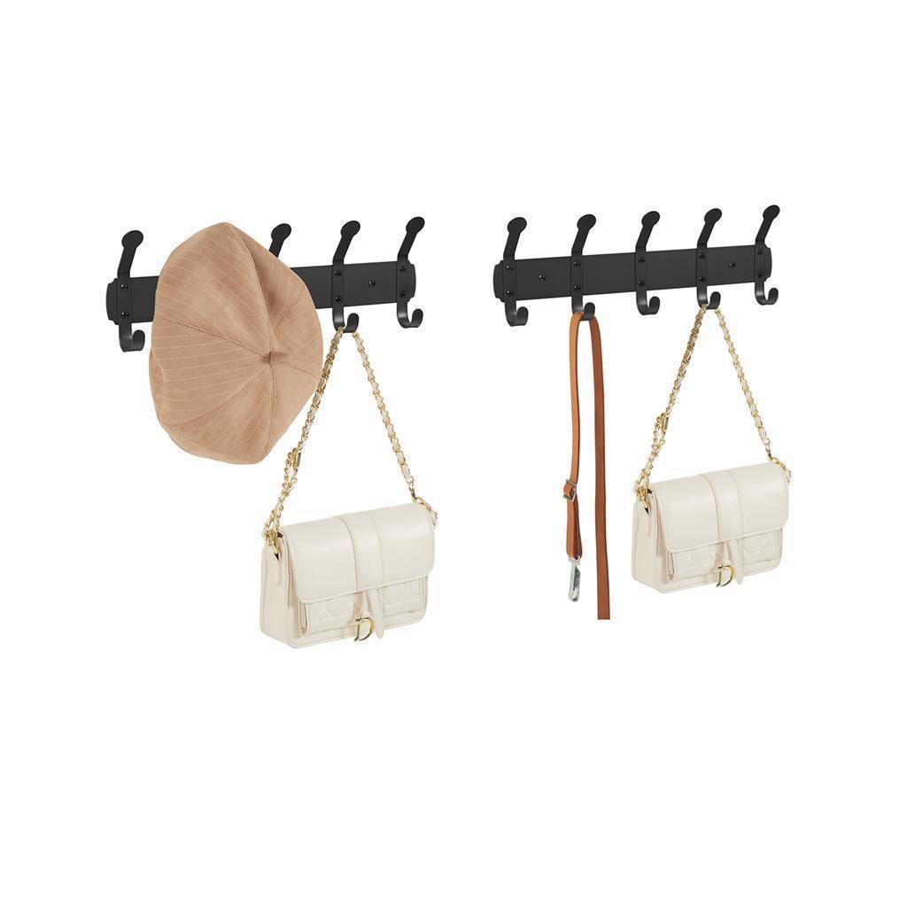 Set of 2 Black Metal Coat Rack with Hooks FredCo
