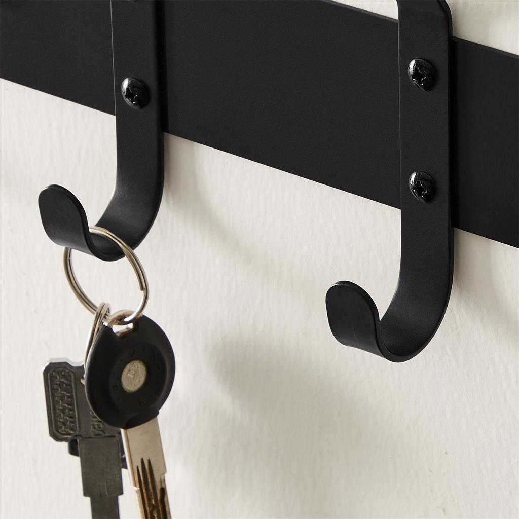 Set of 2 Black Metal Coat Rack with Hooks FredCo