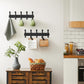 Set of 2 Black Metal Coat Rack with Hooks FredCo
