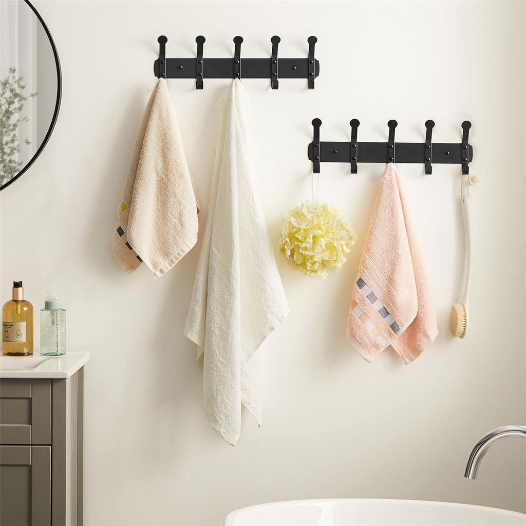 Set of 2 Black Metal Coat Rack with Hooks FredCo