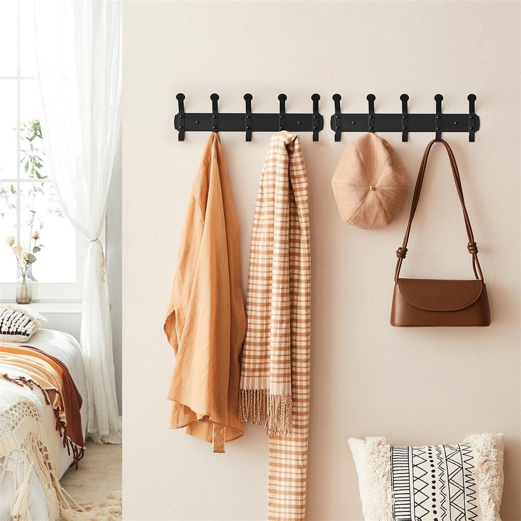 Set of 2 Black Metal Coat Rack with Hooks FredCo