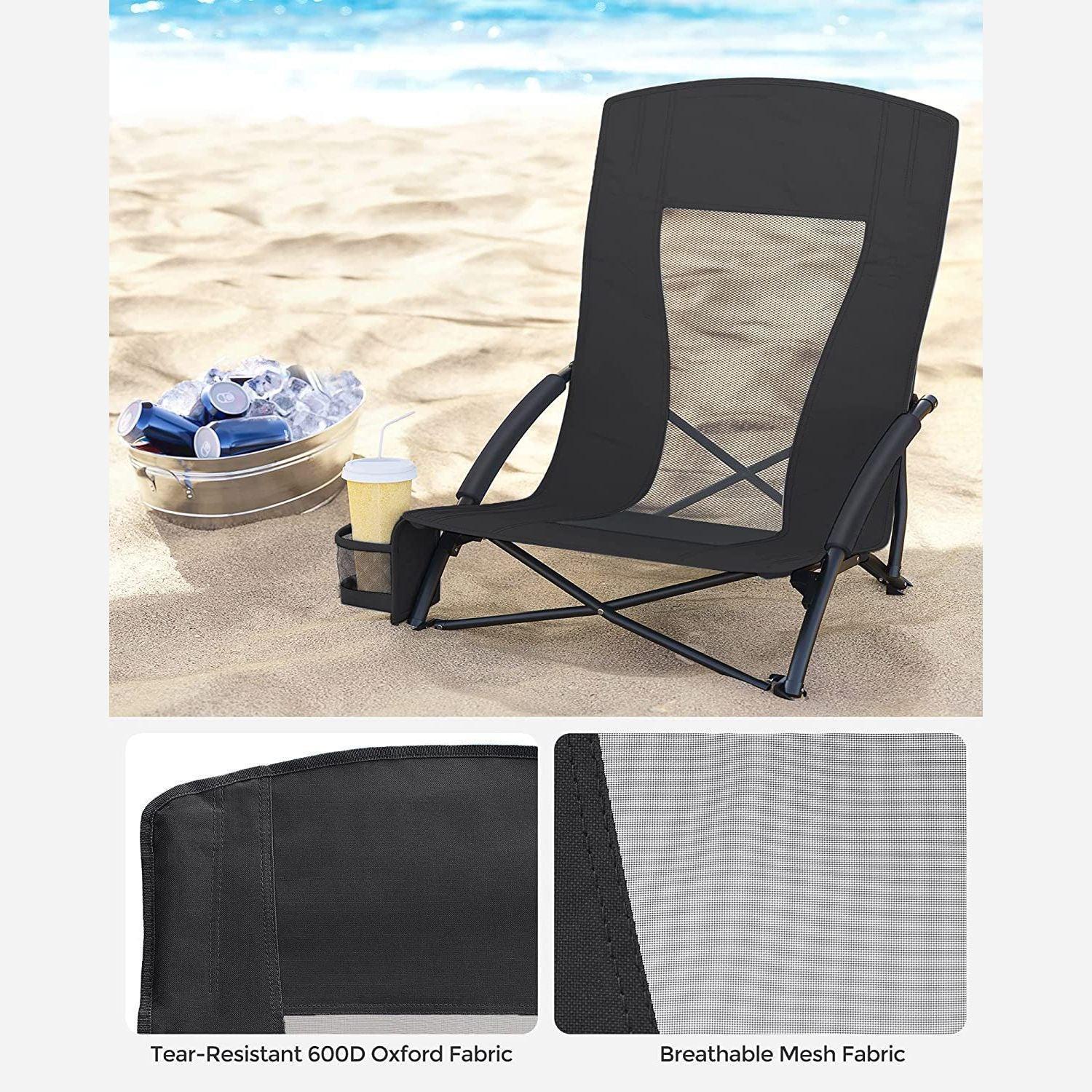Set of 2 Black Portable Beach Chair FredCo
