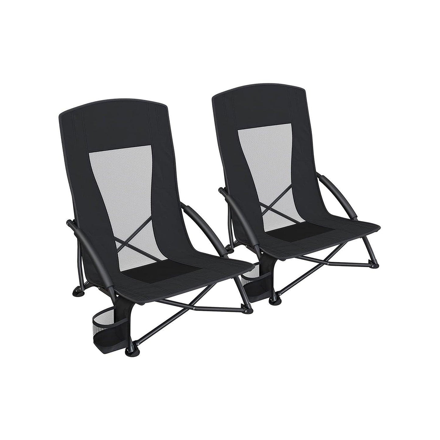 Set of 2 Black Portable Beach Chair FredCo