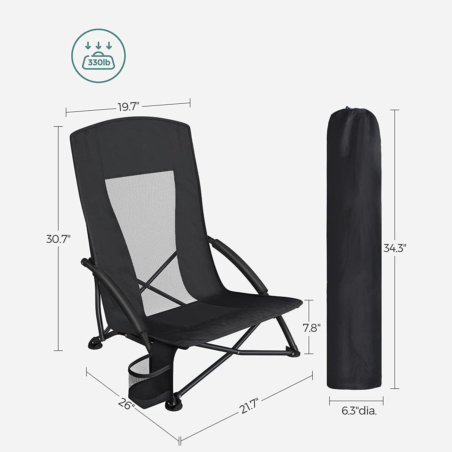 Set of 2 Black Portable Beach Chair FredCo