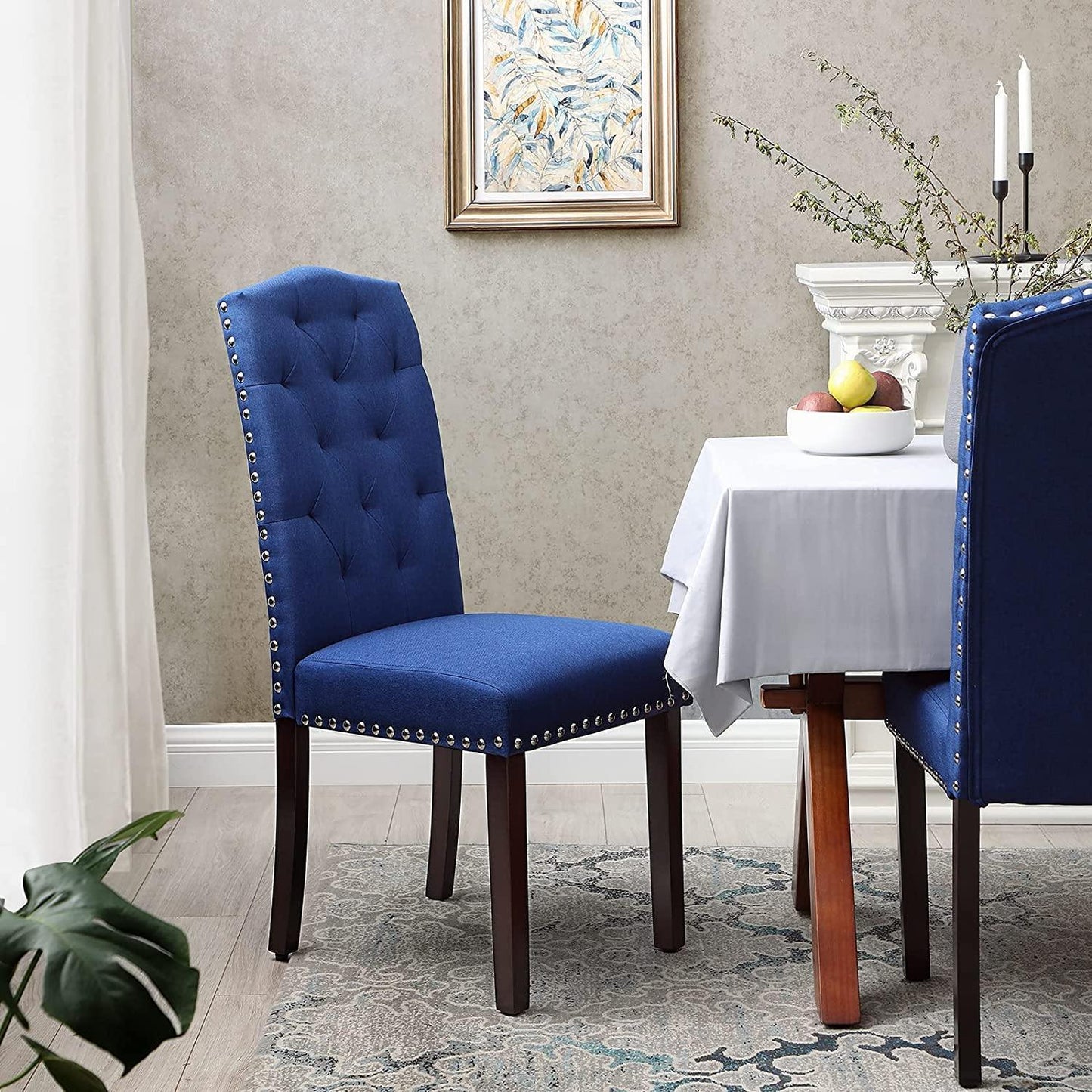 Set of 2 Blue Dining Chairs with Backrest FredCo