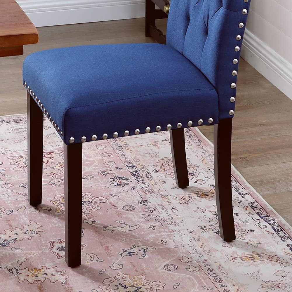 Set of 2 Blue Dining Chairs with Backrest FredCo
