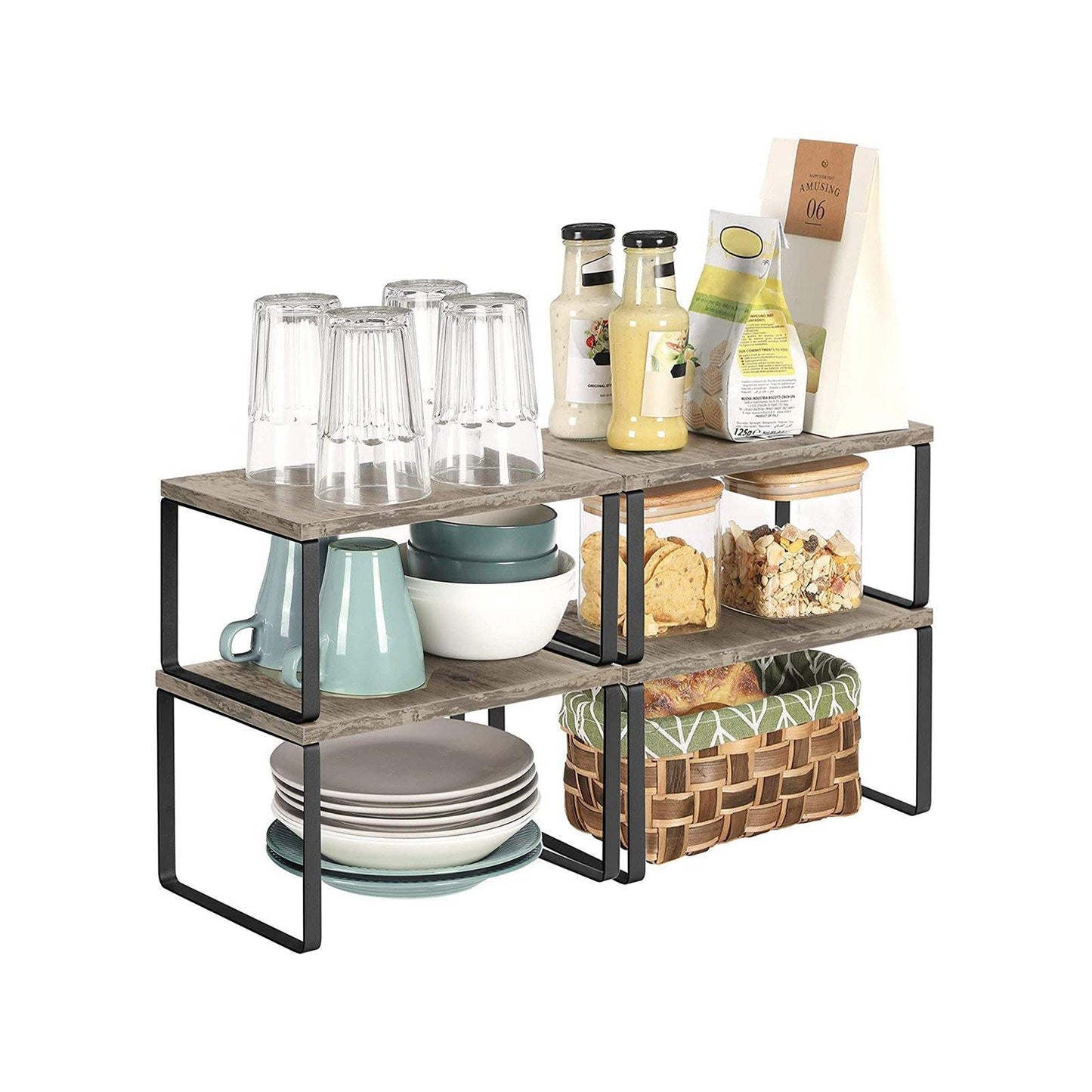 Set of 2 Brown Spice Rack Kitchen Organizer Shelf FredCo