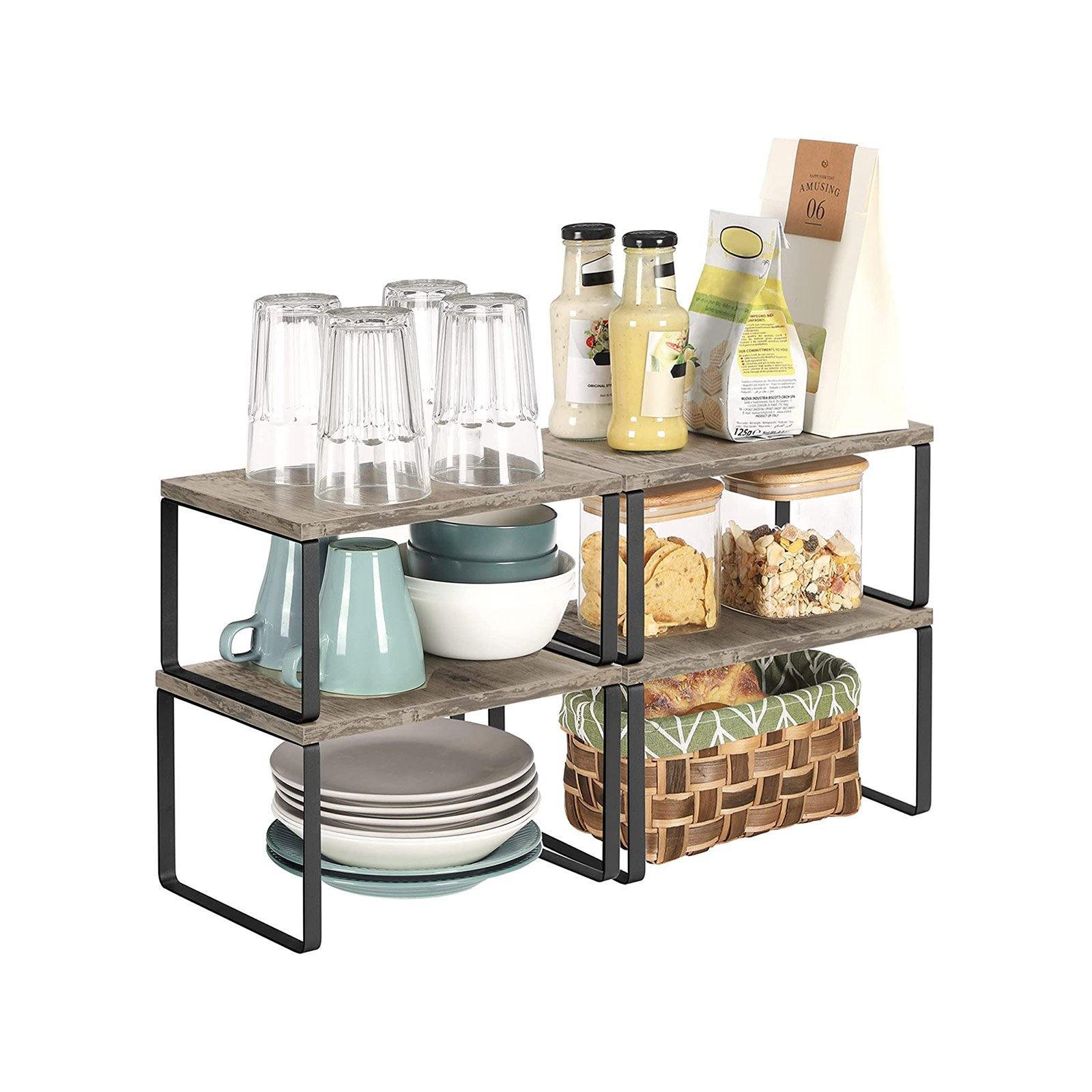 Set of 2 Brown Spice Rack Kitchen Organizer Shelf FredCo