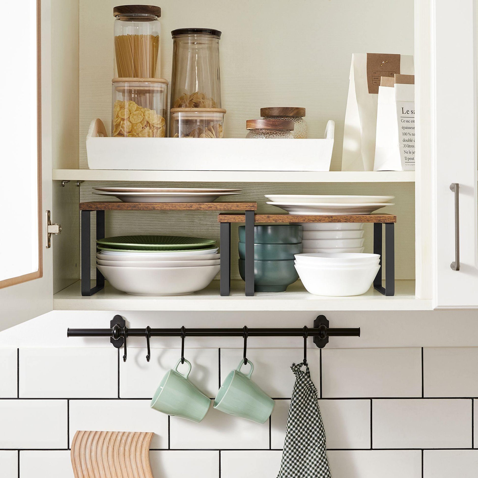 Set of 2 Brown Spice Racks Kitchen Organizer Shelf FredCo
