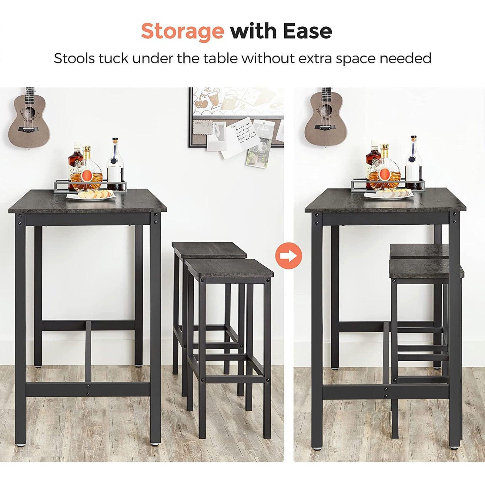 Set of 2 Charcoal Gray & Black Bar Stools FredCo