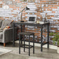 Set of 2 Charcoal Gray & Black Bar Stools FredCo