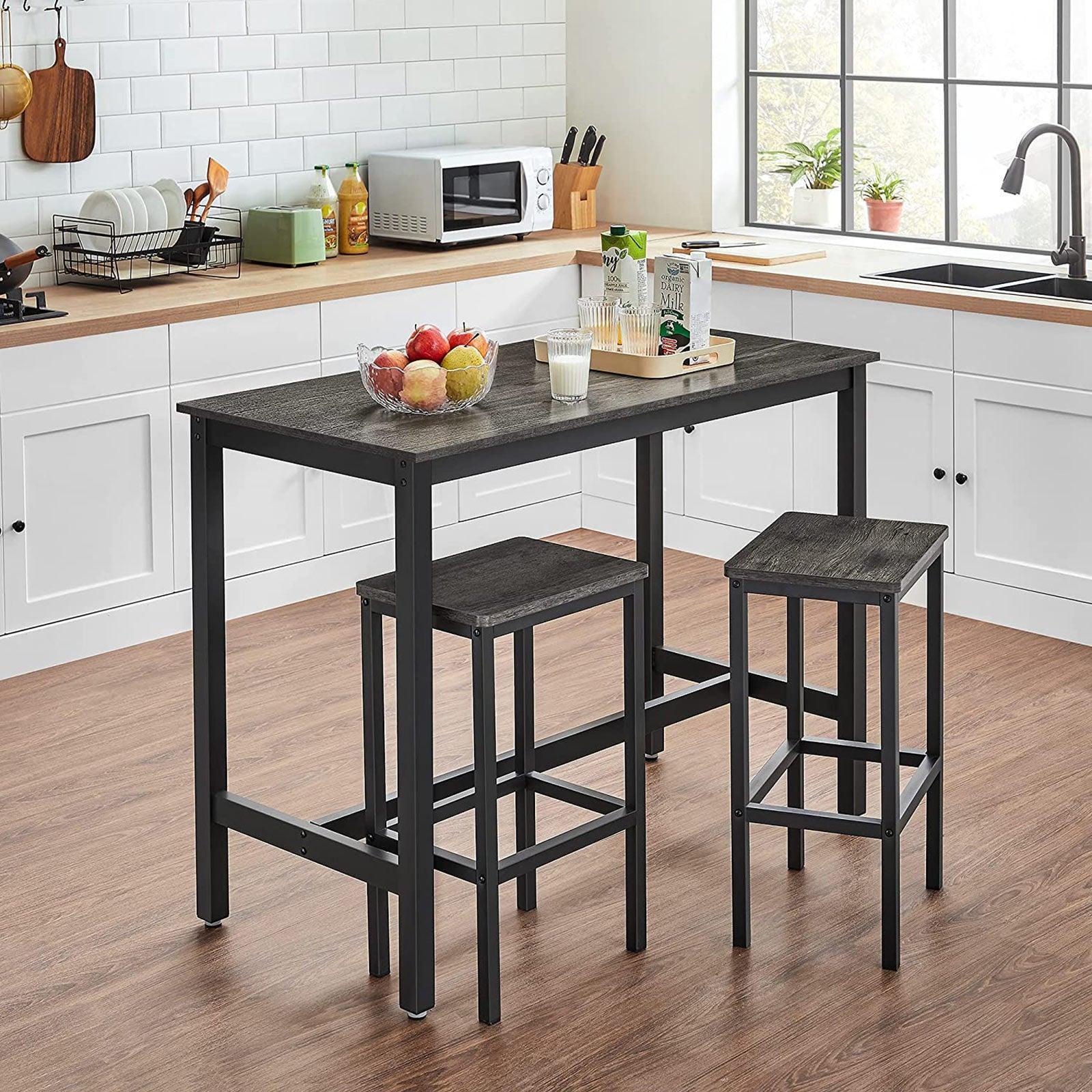 Set of 2 Charcoal Gray & Black Bar Stools FredCo