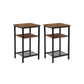 Set of 2 Chestnut Brown Side Table with Shelves FredCo