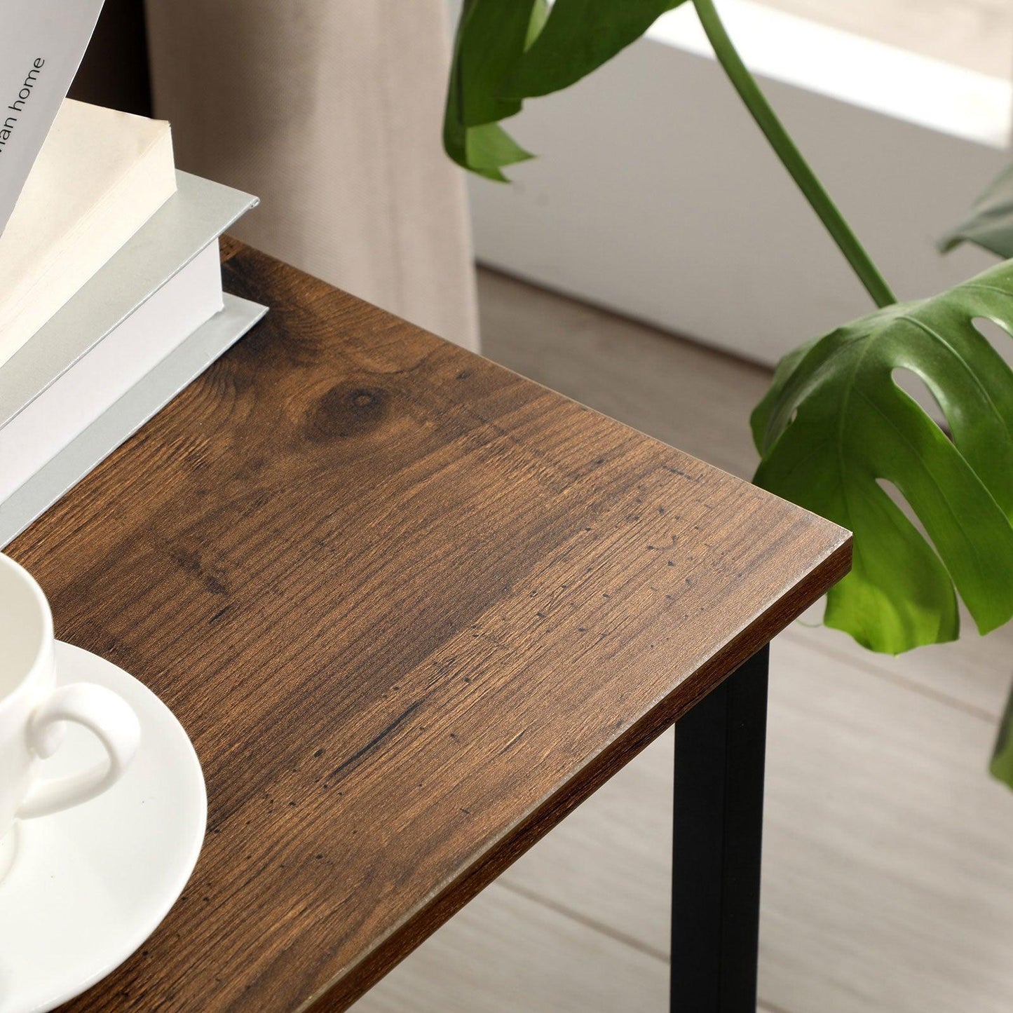 Set of 2 Chestnut Brown Side Table with Shelves FredCo