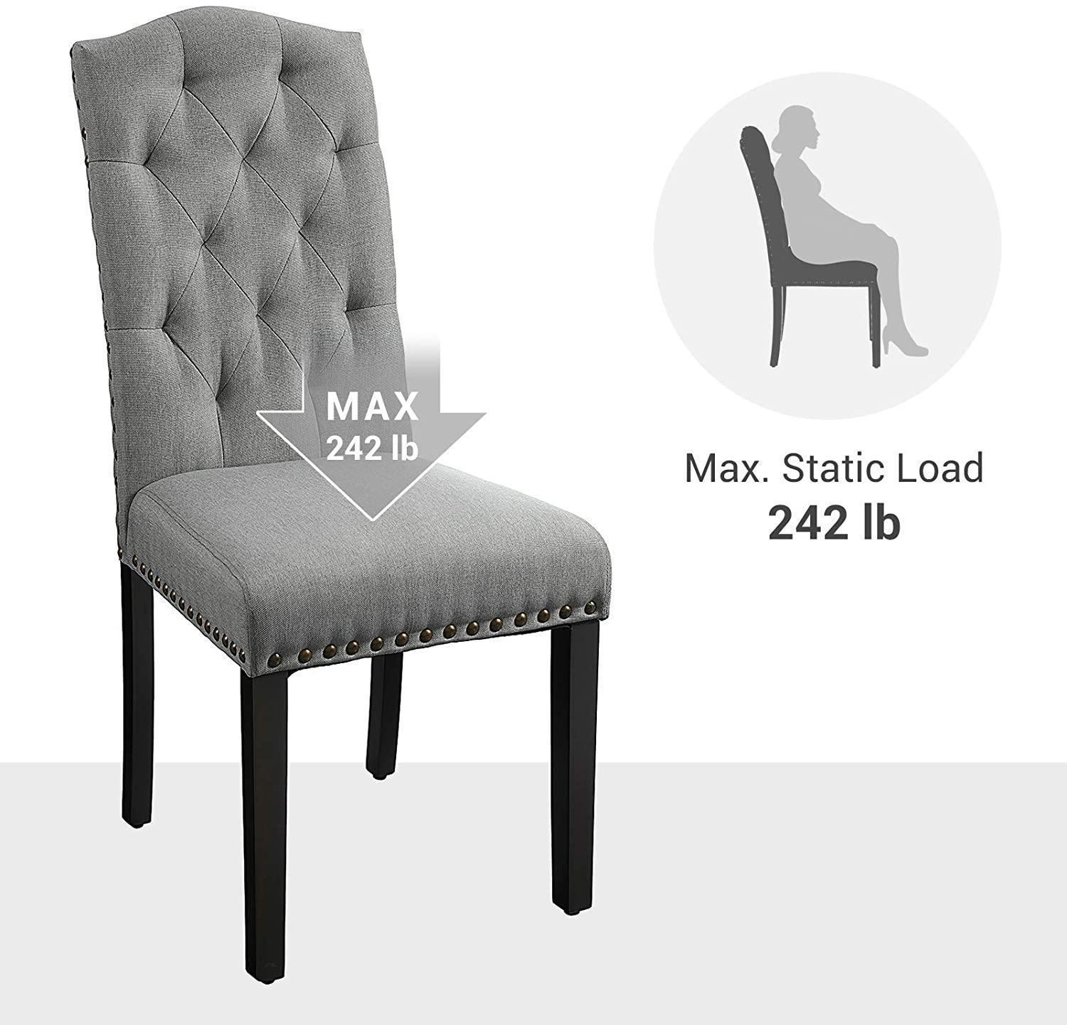 Set of 2 Dining Chair with High Backrest Light Gray FredCo