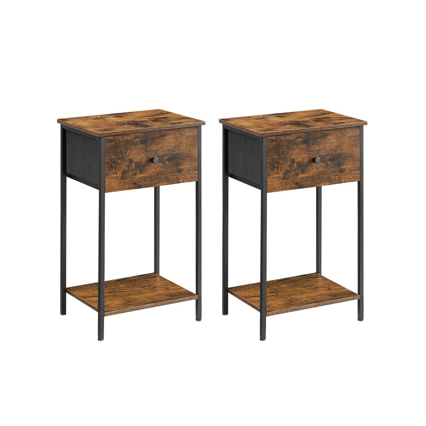 Set of 2 End Tables 24" Rustic Brown FredCo