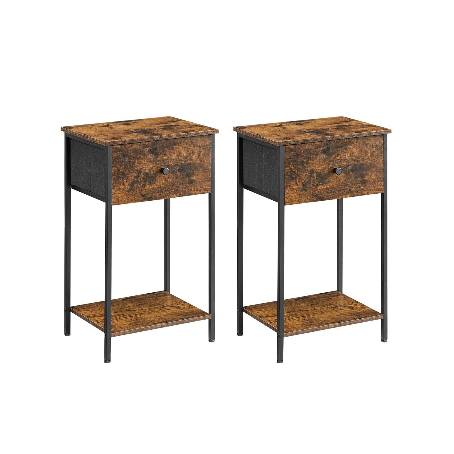 Set of 2 End Tables 24" Rustic Brown FredCo