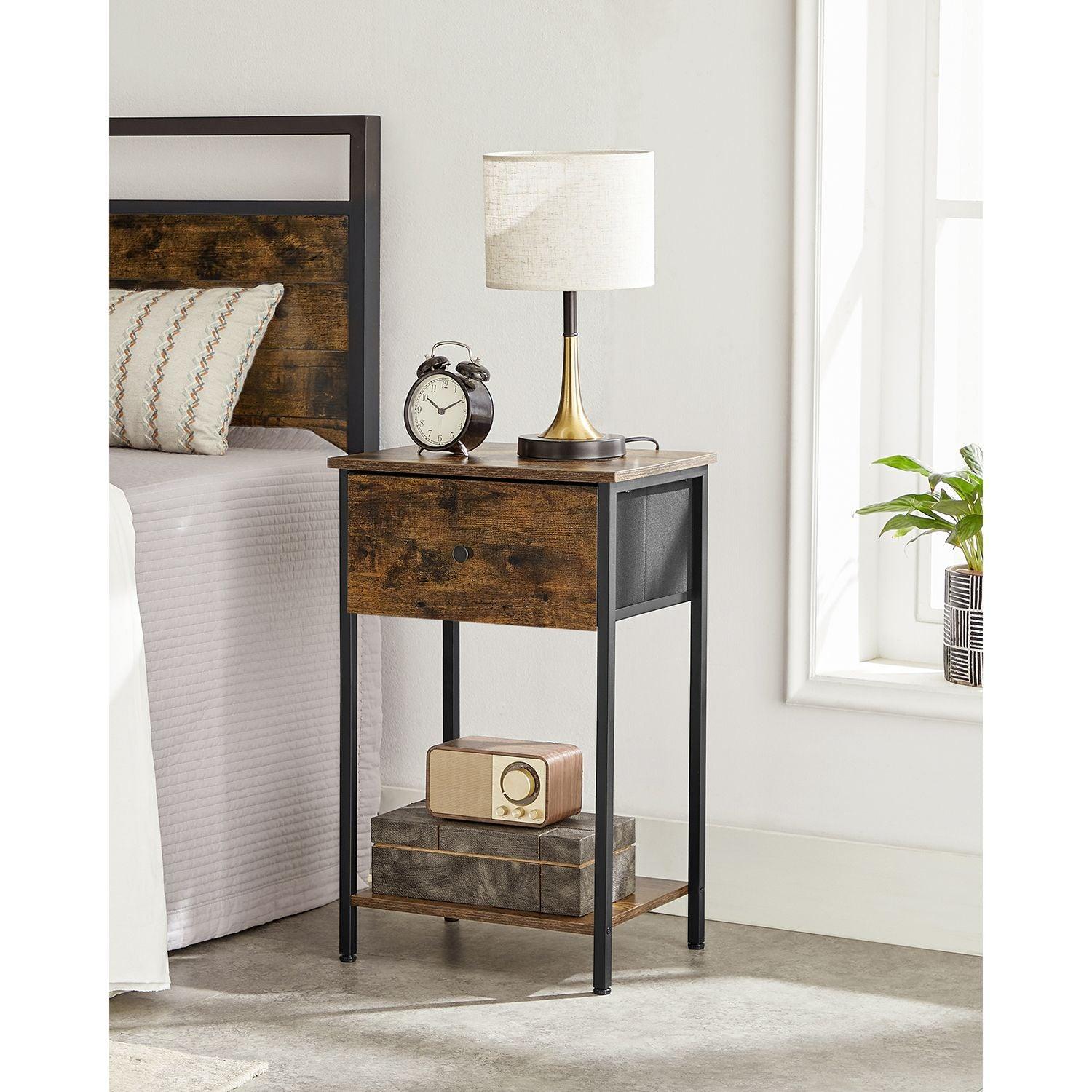 Set of 2 End Tables 24" Rustic Brown FredCo