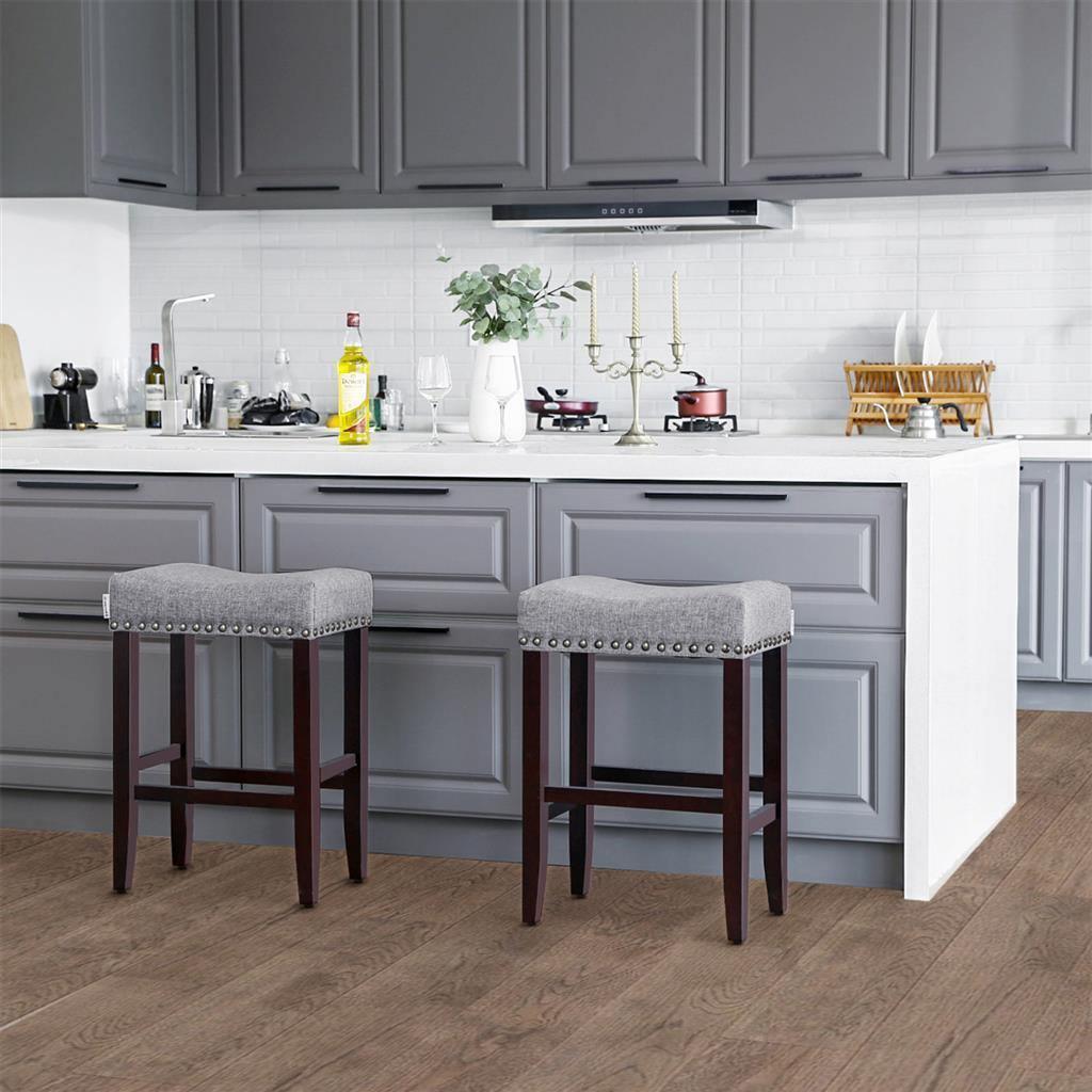 Set of 2 Gray Bar Counter Dining Stools FredCo
