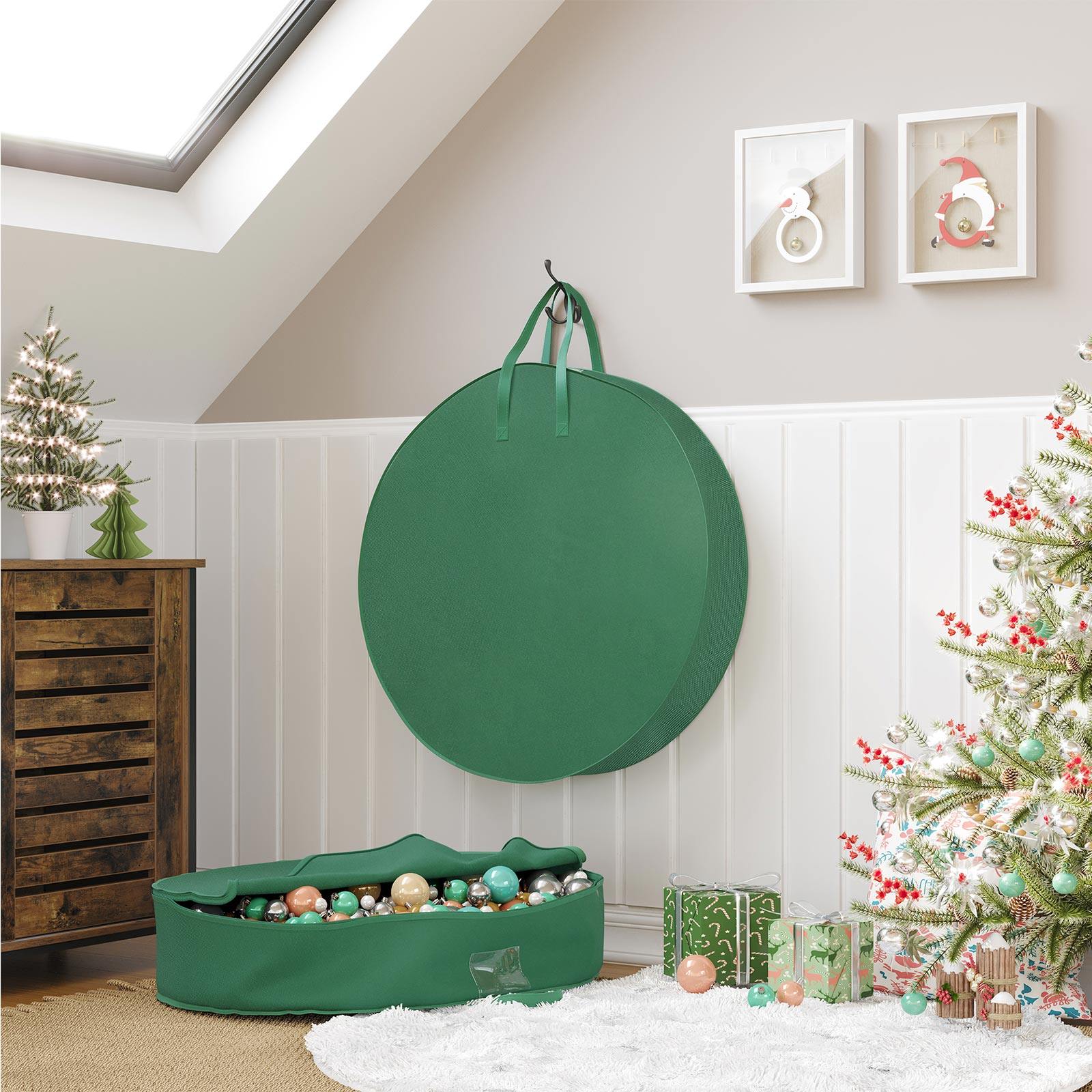 Set of 2 Green Wreath Storage Bag for Holiday FredCo