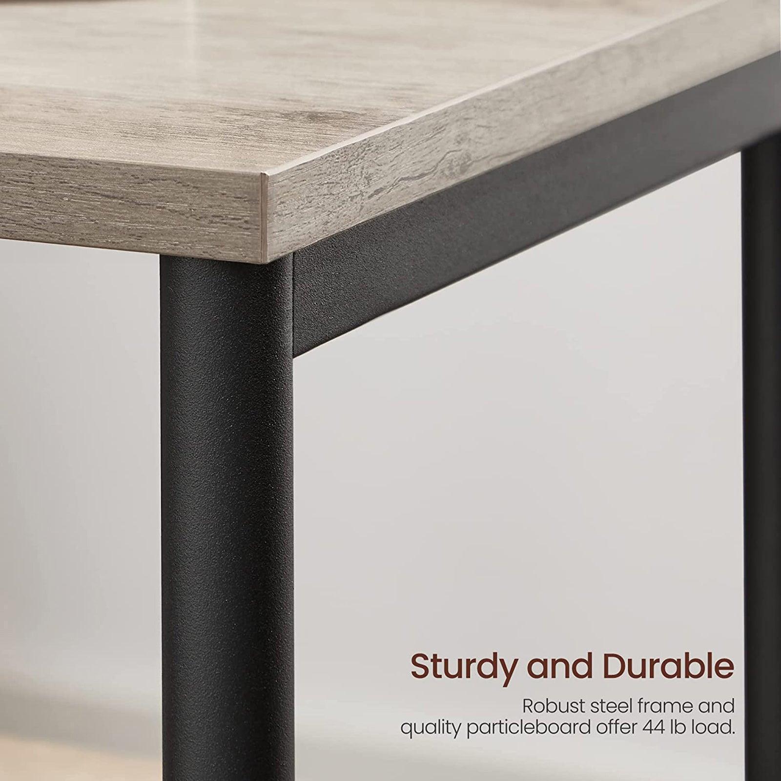 Set of 2 Greige & Black End Tables with Storage Shelf FredCo