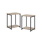 Set of 2 Greige & Black End Tables with Storage Shelf FredCo