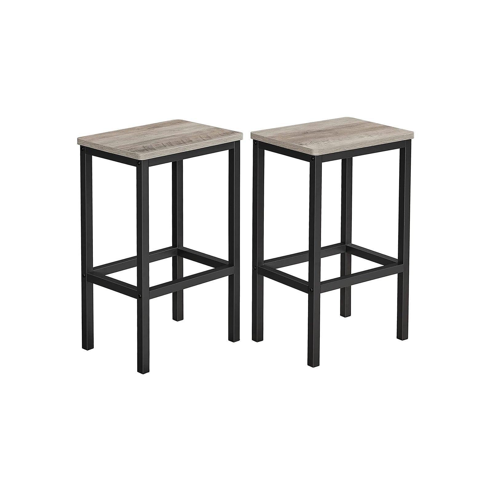 Set of 2 Greige Bar Stool with Metal Frame FredCo