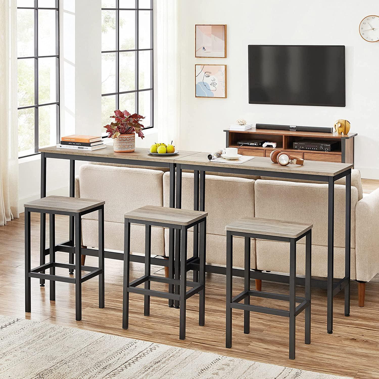 Set of 2 Greige Bar Stool with Metal Frame FredCo