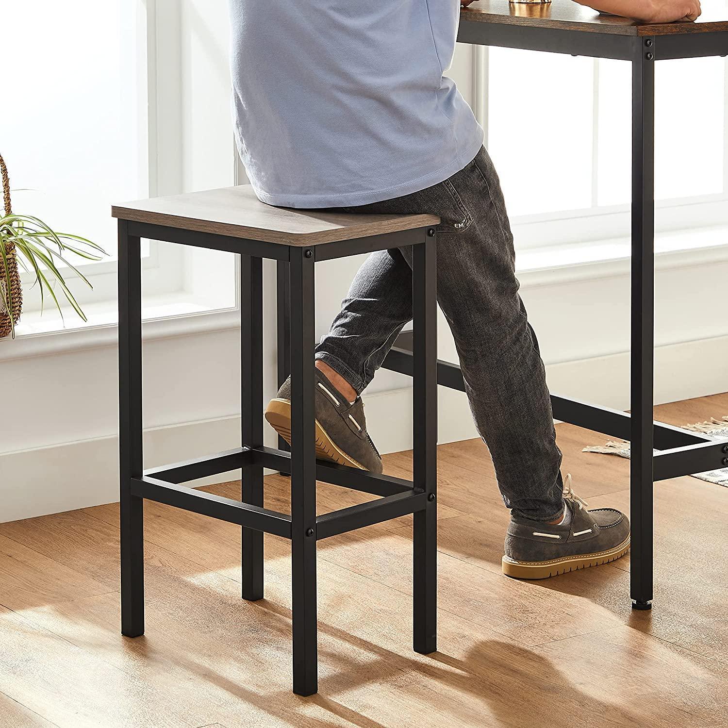 Set of 2 Greige Bar Stool with Metal Frame FredCo
