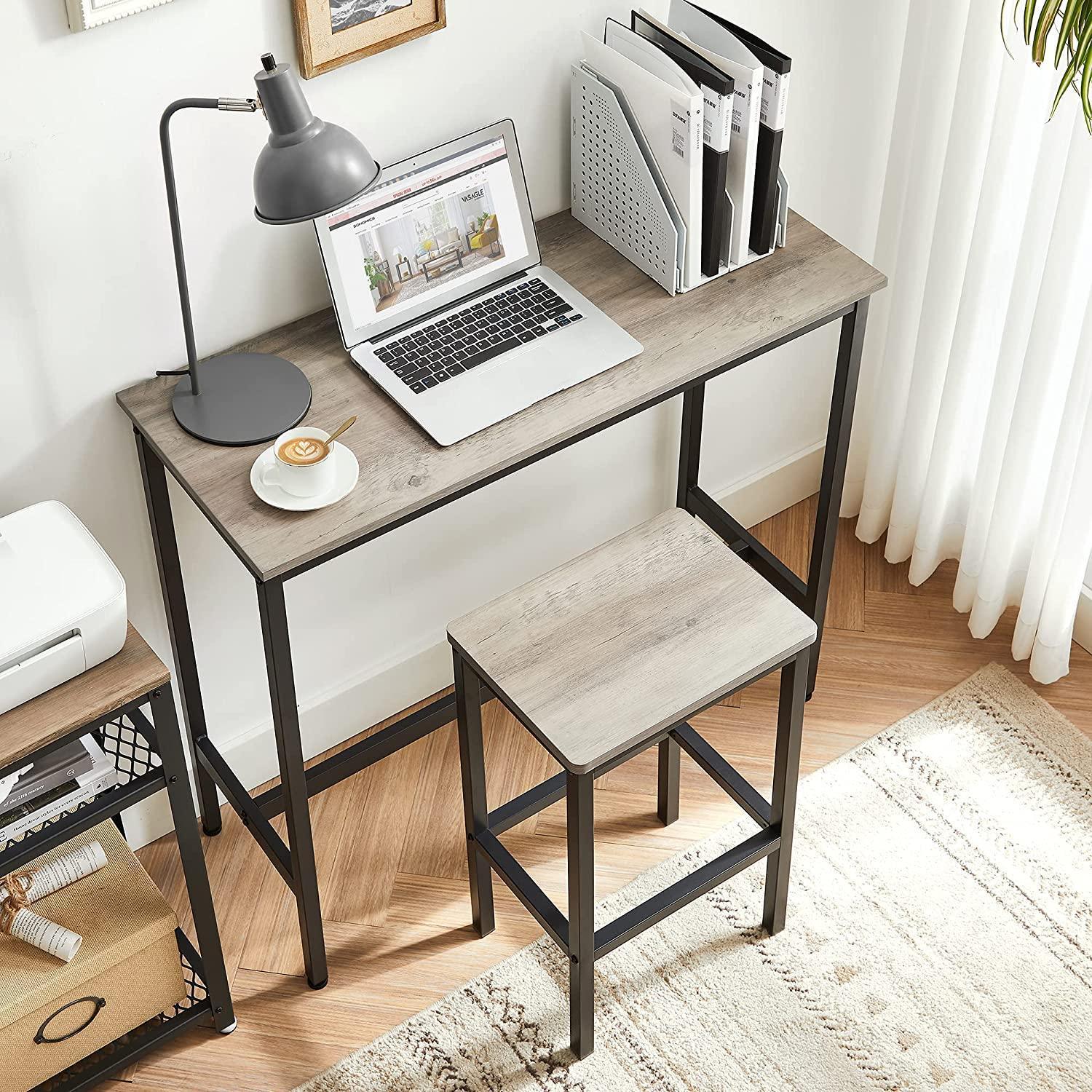 Set of 2 Greige Bar Stool with Metal Frame FredCo