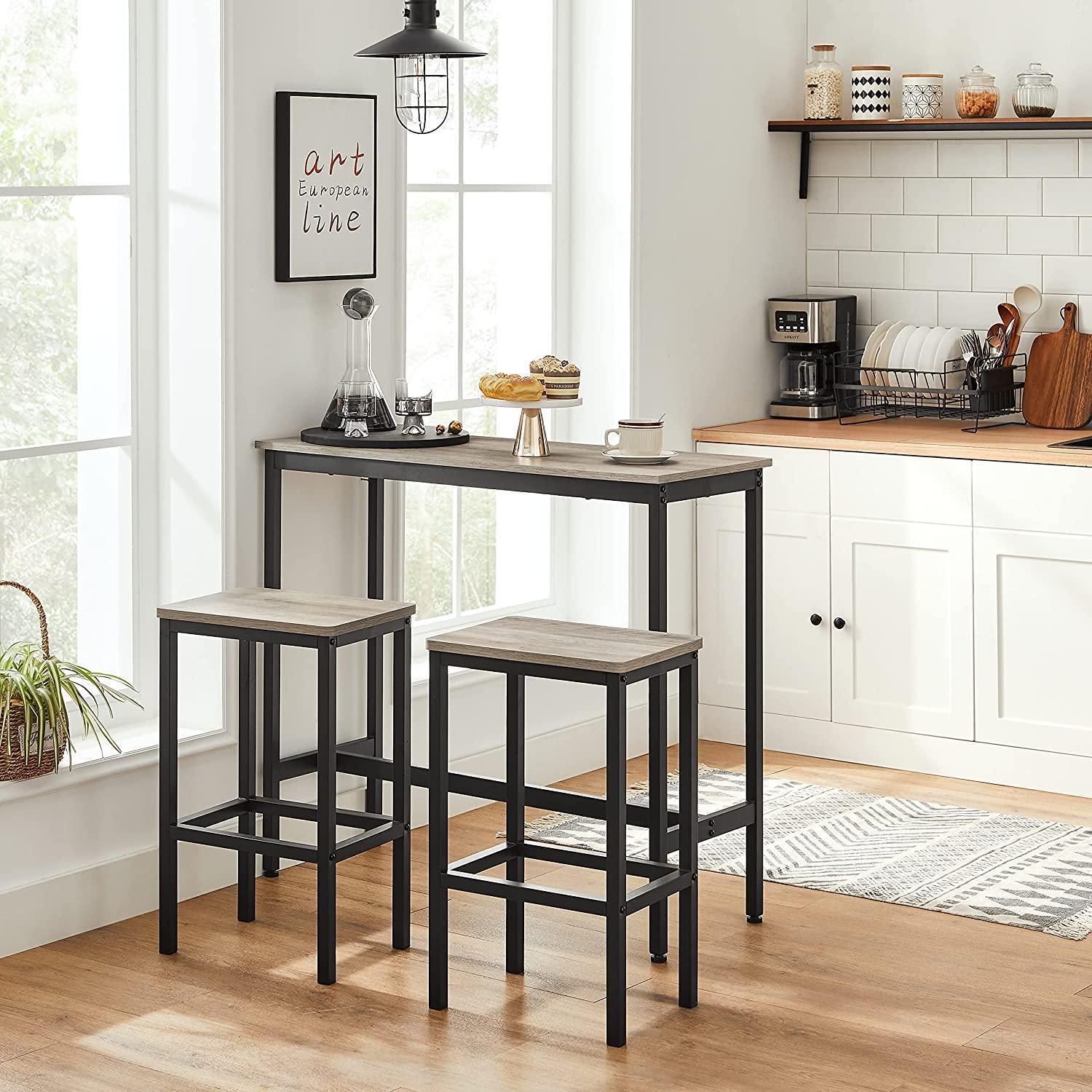 Set of 2 Greige Bar Stool with Metal Frame FredCo